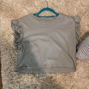 H&M Gray Ruched Boxy Short Sleeve T-Shirt